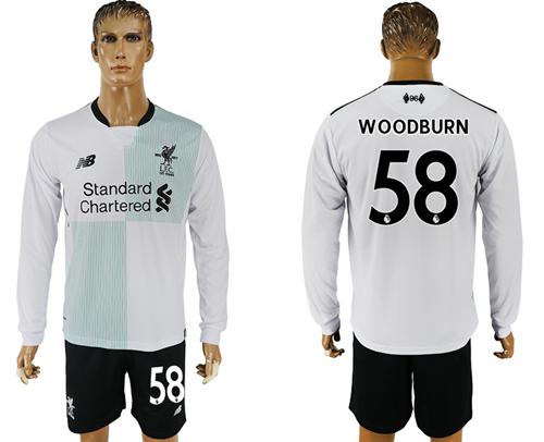 Liverpool #58 Woodburn Away Long Sleeves Soccer Club Jersey